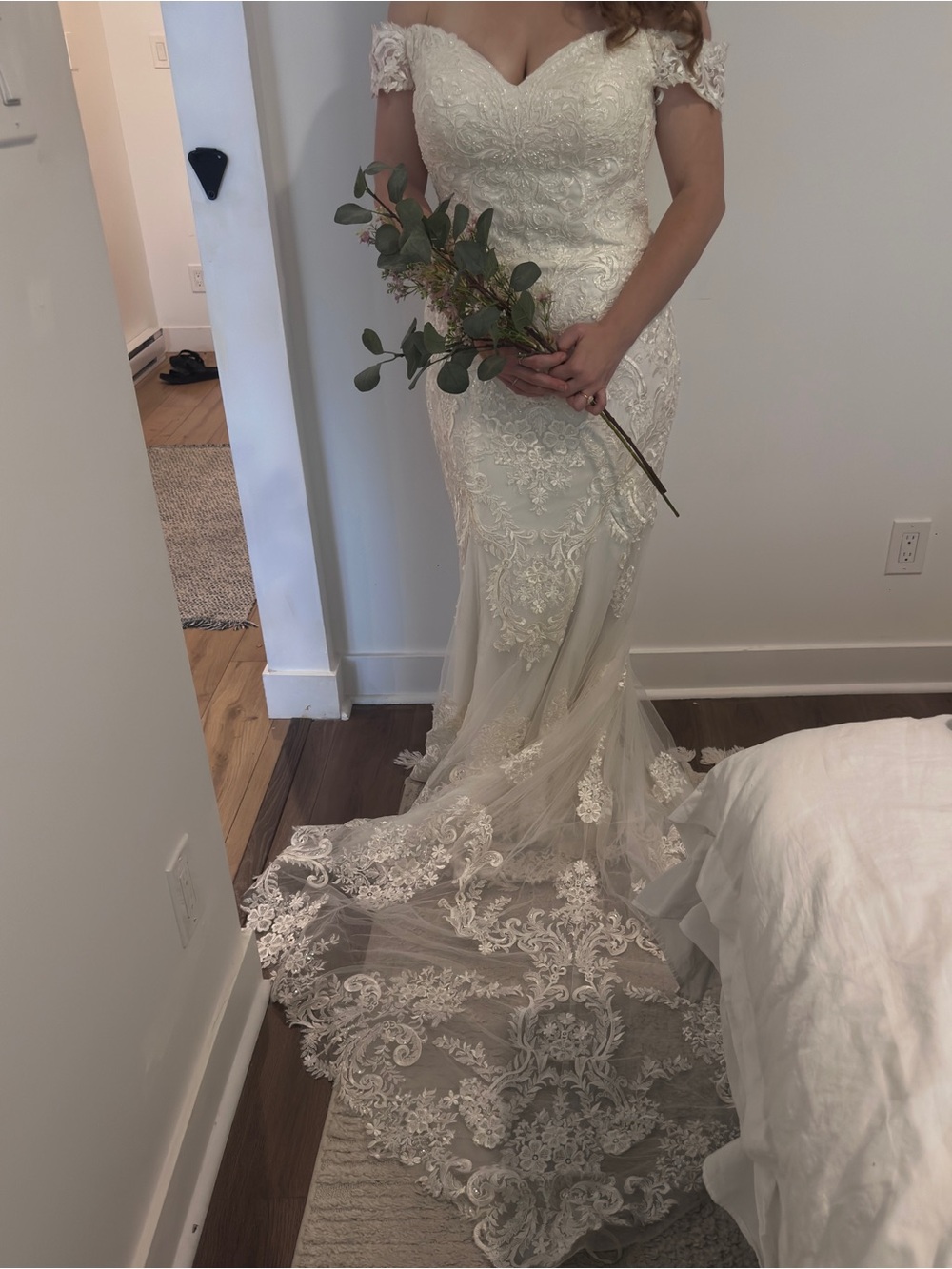 Ivory Lace Off-Shoulder Bridal Gown
